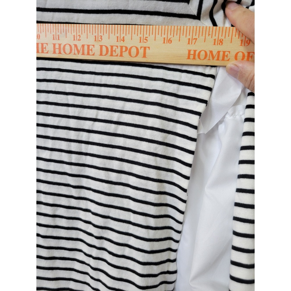 Universal Thread Cream Black Striped Long Sleeve Scoop Neck T-Shirt M NWT 1613 - Picture 2 of 5